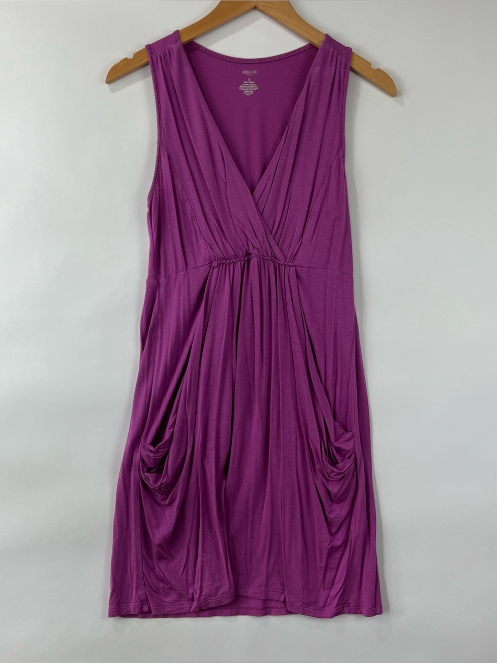 Jennifer Lopez Dress Women’s S Sleeveless Surplice Knee Length Pocket Soft Stret